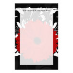 Bright Red Gerbera Daisy on Black Stationery