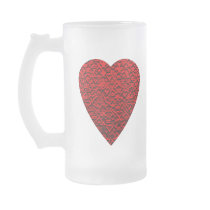 Bright Red Heart. Patterned Heart Design. Coffee Mug