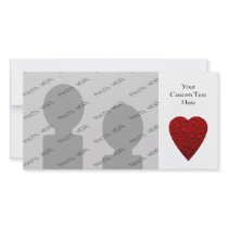 Bright Red Heart. Patterned Heart Design. Customized Photo Card
