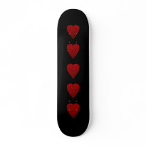 Bright Red Heart. Patterned Heart Design. Skate Decks