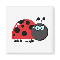 Bright Red Lady Bug Fridge Magnets