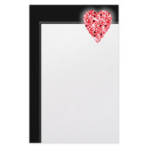 Bright Red Love Heart! Playing Card Pattern! stationery by PsyborgAli Bright Red Love Heart! Playing Card Pattern! stationery