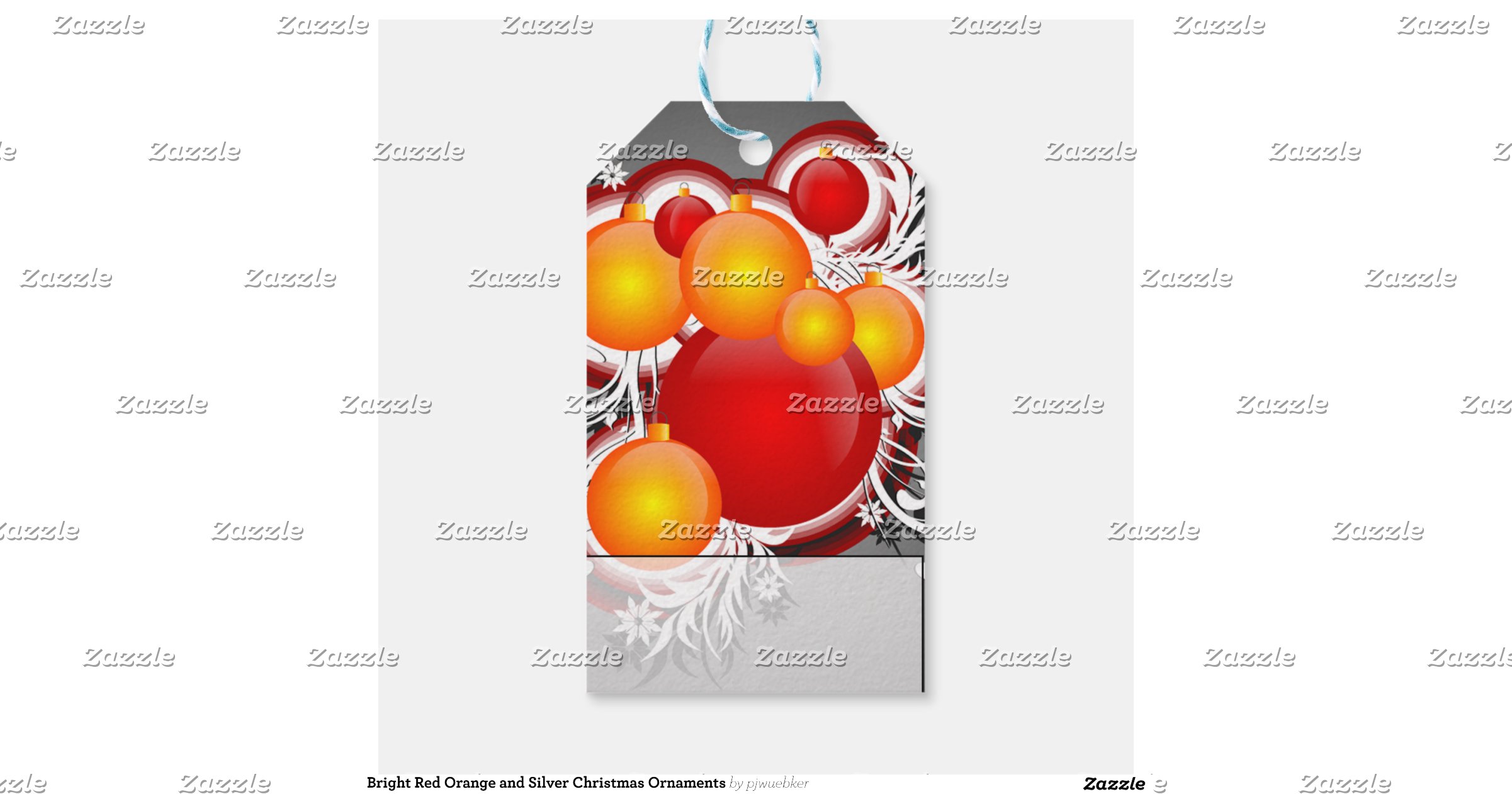 bright red orange and silver christmas ornaments gift tag bright red orange and silver christmas ornaments gift tag