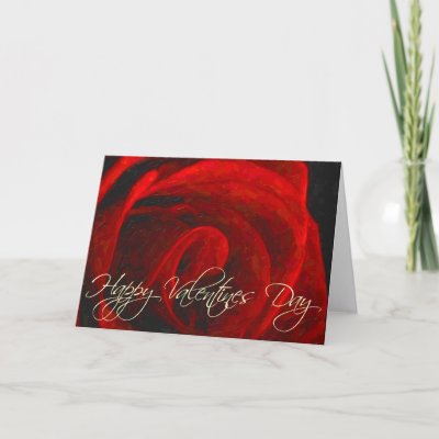 Bright Red Rose Oil-Happy Valentines Day Greeting Cards by ambermooncards