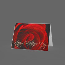Bright Red Rose Oil-Happy Valentines Day cards