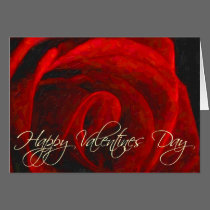 Bright Red Rose Oil-Happy Valentines Day cards