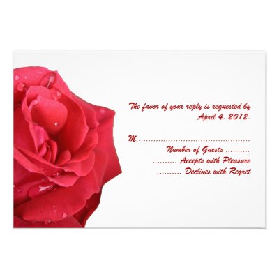 Bright Red Rose Reply Cards Invitation