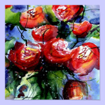 bright red roses posters
