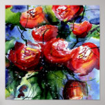 bright red roses posters