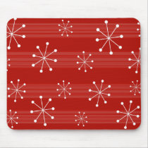 Bright Red Striped Snowflakes Holiday Mousepad by mariannegilliand Bright Red Striped Snowflakes Holiday Mousepad