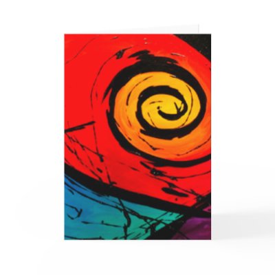 Bright Red Swirl Abstract Groovy Art Card by GroovyFinds