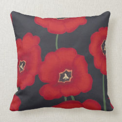 Bright Red Tulips on Black, Pillows mojo_throwpillow