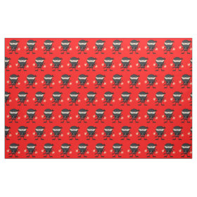Bright Red with Ninjas Fabric