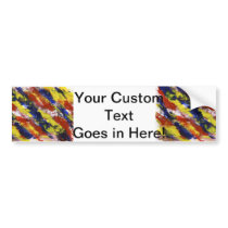 Bright Red Yellow Blue Painted Blob Stripes Bumper Sticker