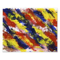 Bright Red Yellow Blue Painted Blob Stripes Photographic Print