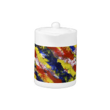 Bright Red Yellow Blue Painted Blob Stripes