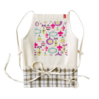 Bright Retro Christmas Ornaments Zazzle HEART Apron