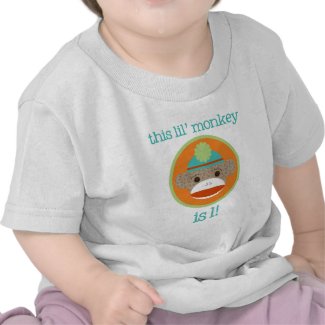 Bright Sock Monkey: First Birthday T-shirt