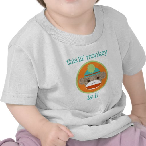 Bright Sock Monkey: First Birthday T-shirt