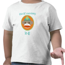 Bright Sock Monkey: Fourth Birthday Tee t-shirts