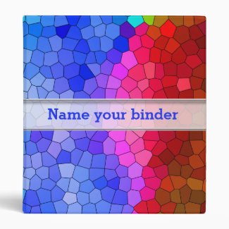 Bright Stained Glass Mosaic Pattern 3 Ring Binders