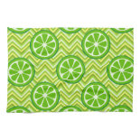 Bright Summer Citrus Limes on Green Yellow Chevron Kitchen Towels