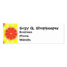 Bright Summer Grapefruits on Lemon Yellow Squares Business Card Templates