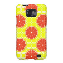 Bright Summer Grapefruits on Lemon Yellow Squares Samsung Galaxy SII Case