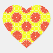 Bright Summer Grapefruits on Lemon Yellow Squares Sticker