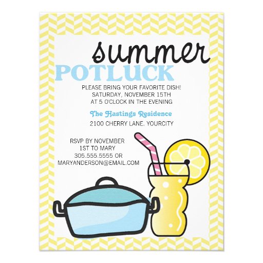 Bright Summer Potluck Custom Invitations