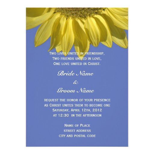 Bright summer sunflower flower Christian wedding Personalized Announcement