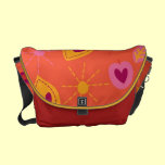 Bright Summery Retro Hearts and Leaves Abstract messenger bags