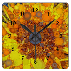 Bright Sunflower Circle Mosaic Digital Art Print Wall Clock
