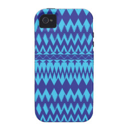 Bright Teal and Navy Blue Tribal Pattern Vibe iPhone 4 Cover