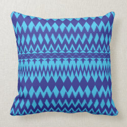 Bright Teal and Navy Blue Tribal Pattern Pillow