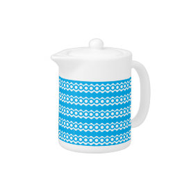 Bright Teal Turquoise Blue Waves Circles Pattern