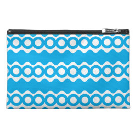 Bright Teal Turquoise Blue Waves Circles Pattern Travel Accessory Bag