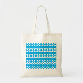 Bright Teal Turquoise Blue Waves Circles Pattern Tote Bags