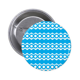 Bright Teal Turquoise Blue Waves Circles Pattern Pinback Button