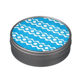 Bright Teal Turquoise Blue Waves Circles Pattern Candy Tins