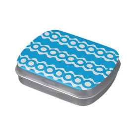 Bright Teal Turquoise Blue Waves Circles Pattern Candy Tins