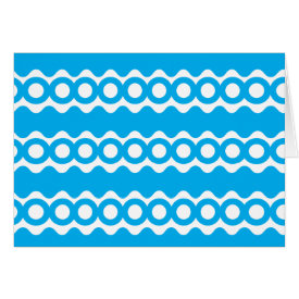 Bright Teal Turquoise Blue Waves Circles Pattern Cards