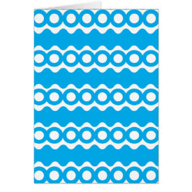 Bright Teal Turquoise Blue Waves Circles Pattern Greeting Card