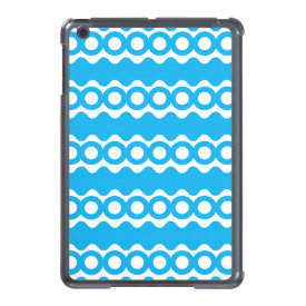 Bright Teal Turquoise Blue Waves Circles Pattern iPad Mini Covers