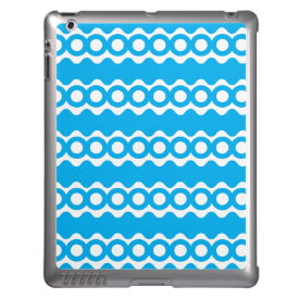 Bright Teal Turquoise Blue Waves Circles Pattern Cover For iPad