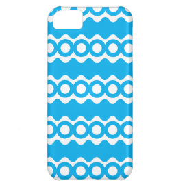 Bright Teal Turquoise Blue Waves Circles Pattern iPhone 5C Covers