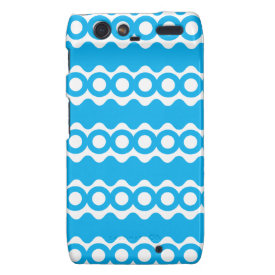 Bright Teal Turquoise Blue Waves Circles Pattern Droid RAZR Covers