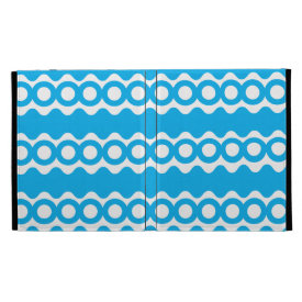 Bright Teal Turquoise Blue Waves Circles Pattern iPad Folio Case
