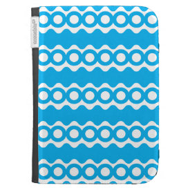 Bright Teal Turquoise Blue Waves Circles Pattern Kindle Keyboard Cases