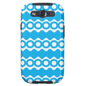 Bright Teal Turquoise Blue Waves Circles Pattern Samsung Galaxy SIII Cases